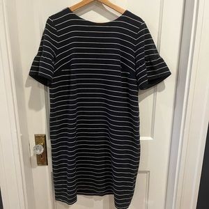 LOFT Navy and White Striped Knit Dress